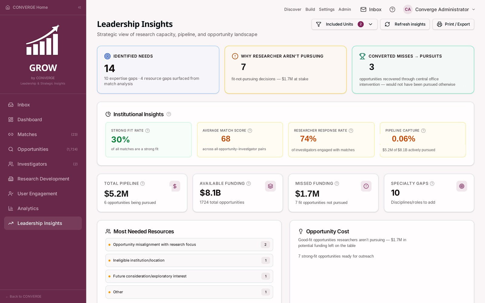 Grow interface